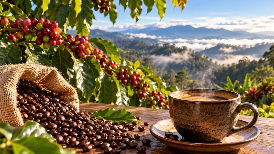 Misty mountain coffee morning